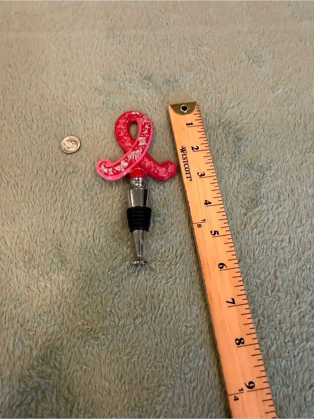 Pink Ribbon Butterfly Wine Bottle Stopper Breast Cancer Awareness Bar Decor